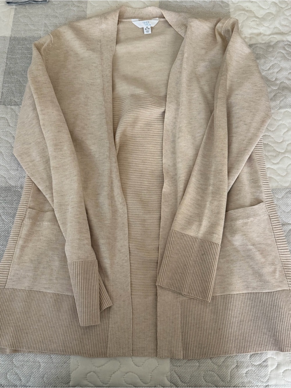 Time and Tru Beige Open-Front Women’s Cardigan